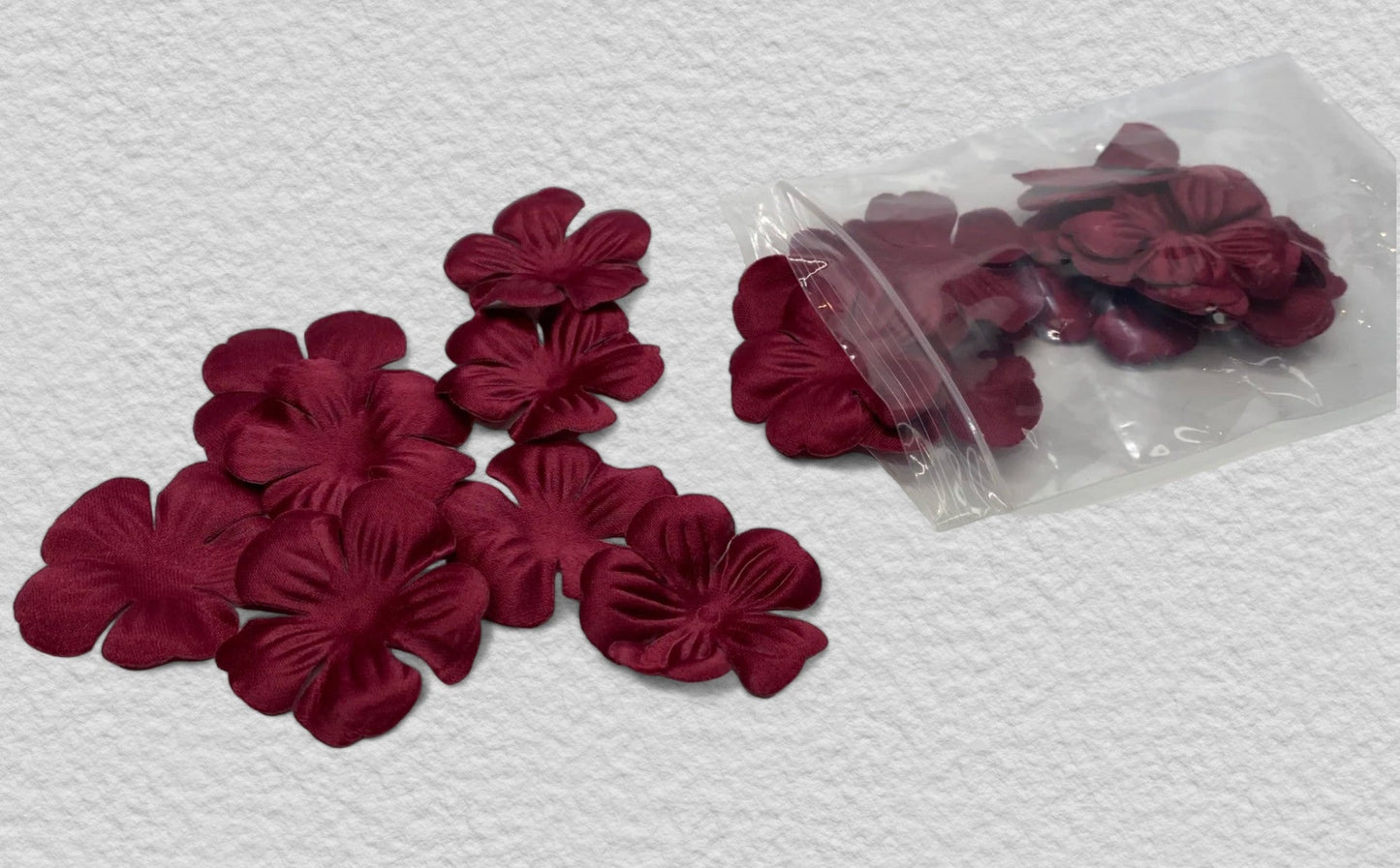 Burgundy Camelia Flower 3.5cm - pkt 10 - The Stitch Parlour - The Stitch Parlour