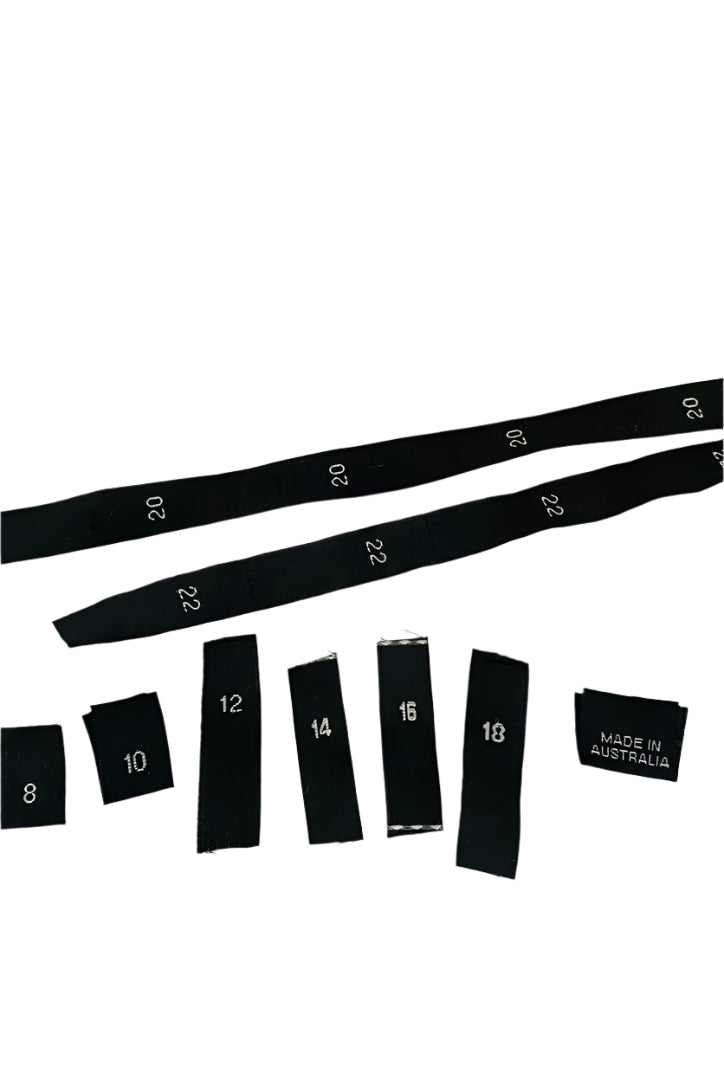 Woven Size Labels Black - The Stitch Parlour - The Stitch Parlour