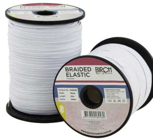 Braided Elastic 19mm White - Birch - The Stitch Parlour