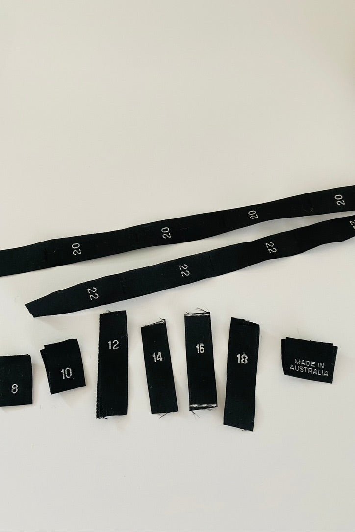 Woven Size Labels Black - The Stitch Parlour - The Stitch Parlour